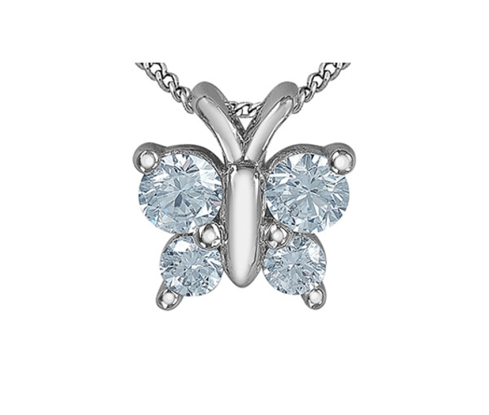 PENDENTIF PAPILLON EN OR BLANC SERTI DE DIAMANTS DE LABORATOIRE - CR 70035 - BIJOUX CANADIEN