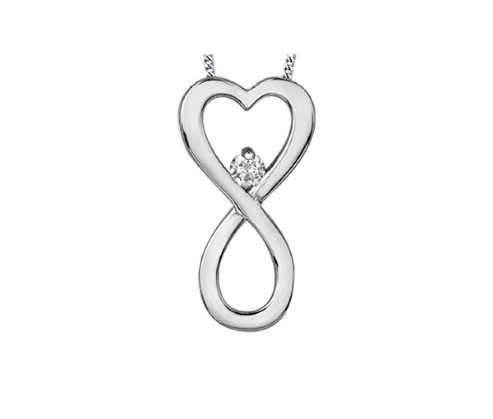 PENDENTIF COEUR//INFINI EN OR ROSE, JAUNE OU BLANC SERTI D'UN DIAMANT CANADIEN - CR AM566W - DIAMANT CANADIEN