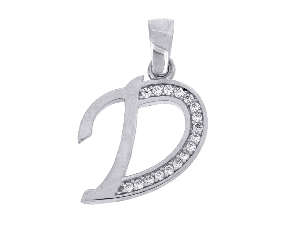 PENDENTIF INITIAL EN OR JAUNE SERTI DE CUBIQUES ZIRCONIAS