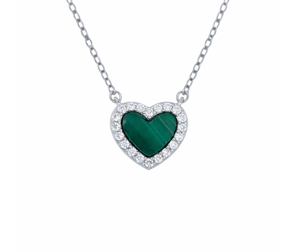 COLLIER COEUR MALACHITE OU NACRE