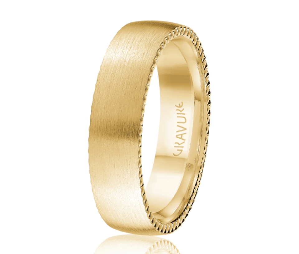 JONC EN OR OU EN PLATINE AVEC FINI SATINÉ ET FESTONS SUR LES CÔTÉS - ML GH1244Y18 - MALO 