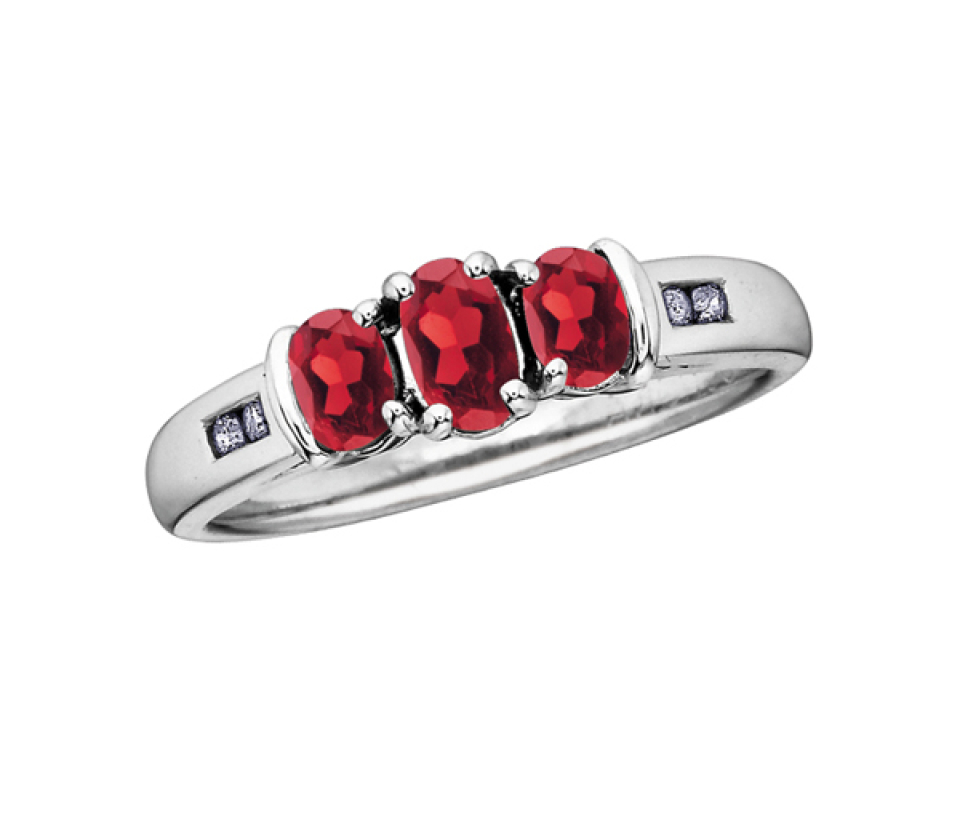 BAGUE EN OR BLANC SERTIE DE PIERRES DE NAISSANCES VARIÉES ET DE DIAMANTS - CR DX267GA - BIJOUX CANADIEN