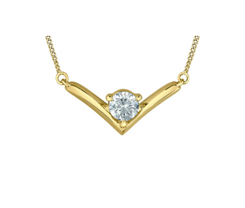 COLLIER EN OR JAUNE SERTI D'UN DIAMANT DE LABORATOIRE - CR 70018 - BIJOUX CANADIEN