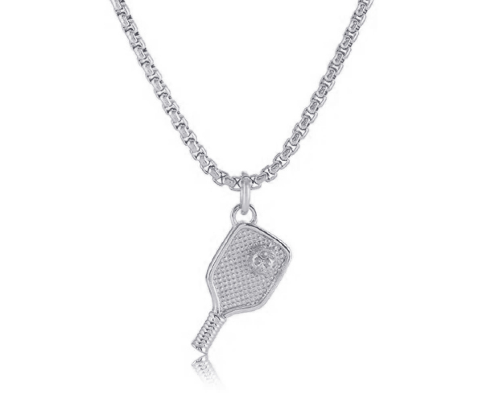 PENDENTIF RAQUETTE PICKLE BALL EN ACIER OU ACIER/PVD OR - IG SP470 - ITALGEM