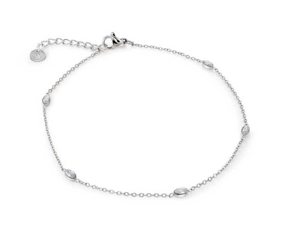 BRACELET EN ACIER OU ACIER/PVD OR À MAILLE ROLO OVALE SERTI DE CUBIQUES ZIRCONIAS - IG SWB262 - VELORIA