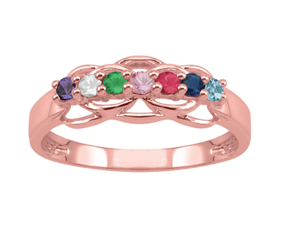 BAGUE FAMILLIALE EN ARGENT OU EN OR SERTIE DE 3 À 7 PIERRES - PG 20047R - PERSONALIZED GEM