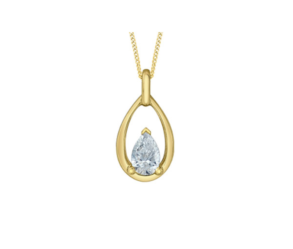 PENDENTIF SOLITAIRE EN OR JAUNE SERTI D'UN DIAMANT DE LABORATOIRE - CR 70015 - BIJOUX CANADIEN