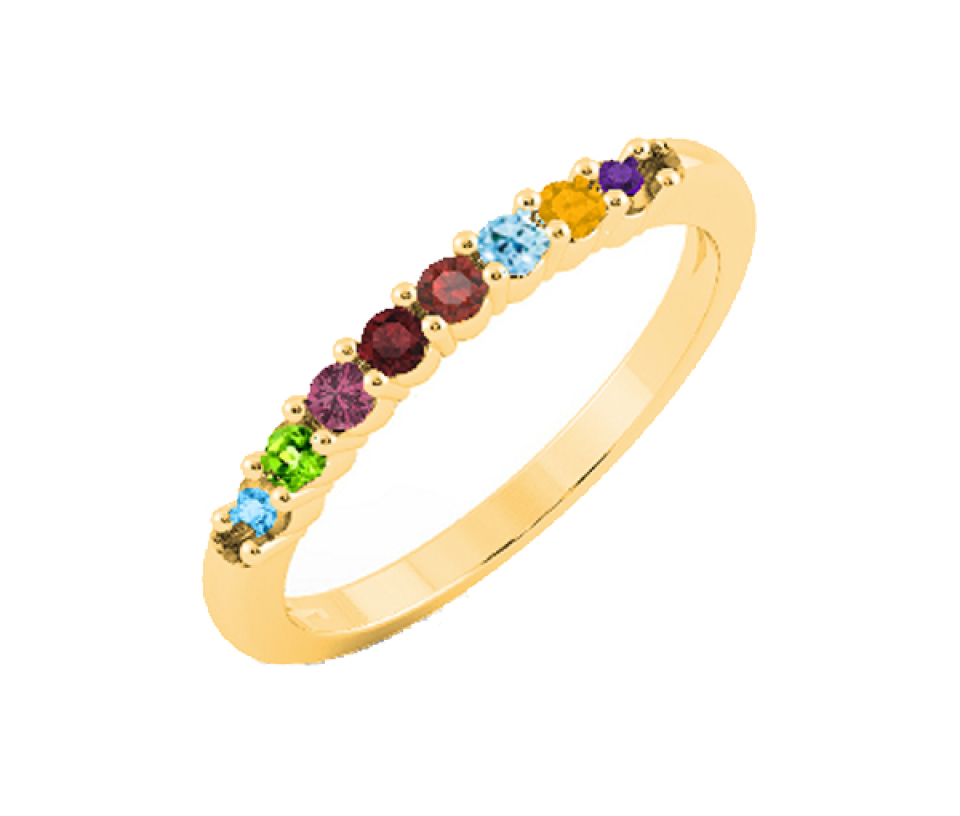 BAGUE FAMILIALE EN ARGENT OU EN OR SERTIE DE PIERRES VÉRITABLES - BH FJ125Y14 - BEVERLY HILLS