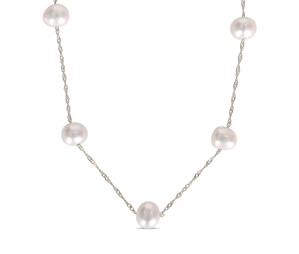 COLLIER EN OR AVEC CHAINE À MAILLE SINGAPOUR SERTI DE PERLES D'EAU DOUCE - DM NWKT1300W - PERLE D'IMPORTATION