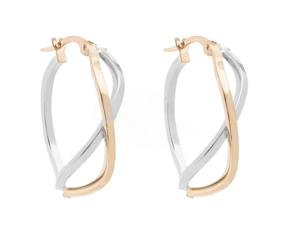 BOUCLES ANNEAUX CROISÉES EN OR 2 TONS - CB E2TB1048Y20 - CBE