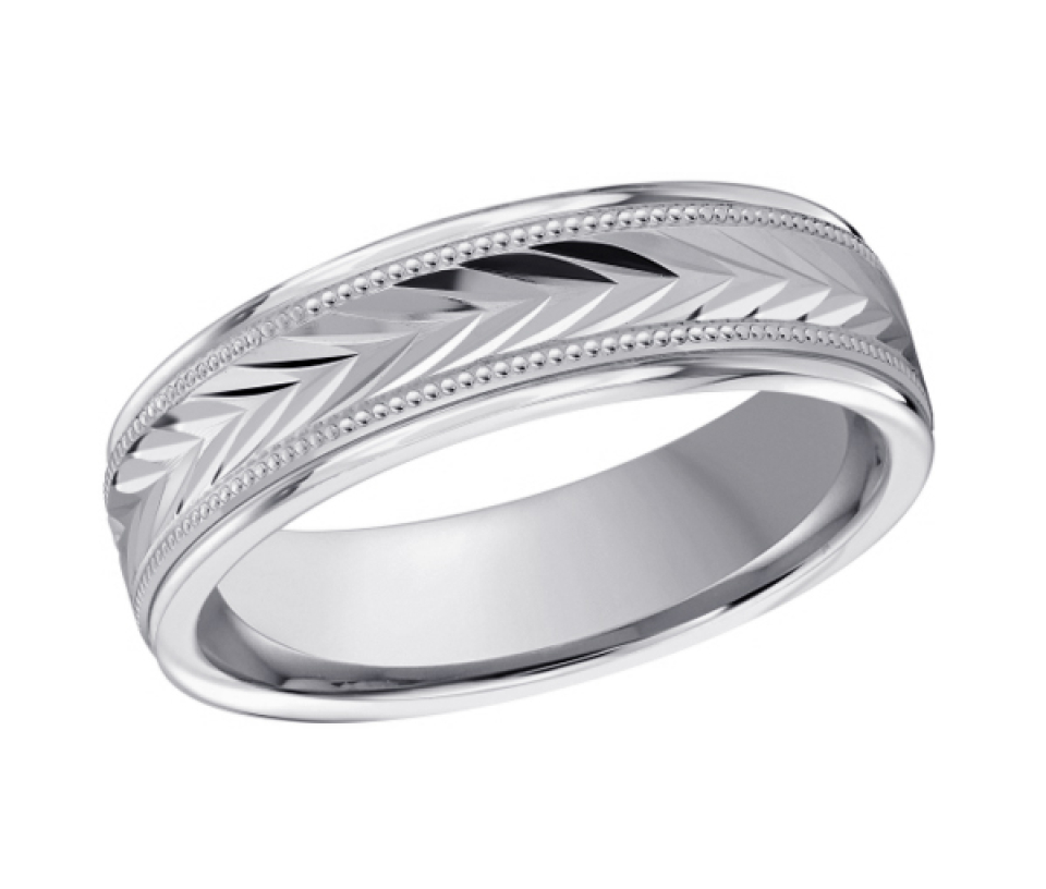 JONC EN OR À MOTIF MILGRAIN ET TAILLE EN V - ML FT/999/6W - MALO 