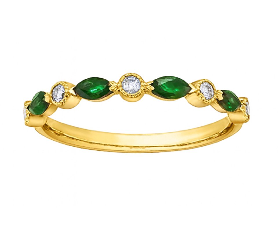 JONC EN OR JAUNE OU BLANC SERTI DE RUBIS,ÉMERAUDES OU SAPHIRS ET DIAMANTS - CR DX771YEM - BIJOUX CANADIEN