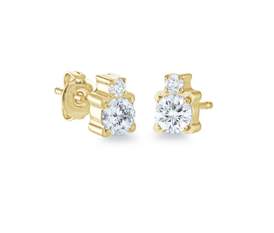 BOUCLES FIXES EN ACIER OU ACIER/PVD OR SERTIES DE CUBIQUES ZIRCONIAS