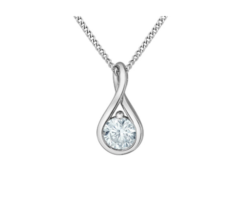 PENDENTIF SOLITAIRE EN OR BLANC SERTI D'UN DIAMANT DE LABORATOIRE - CR 70005 - BIJOUX CANADIEN