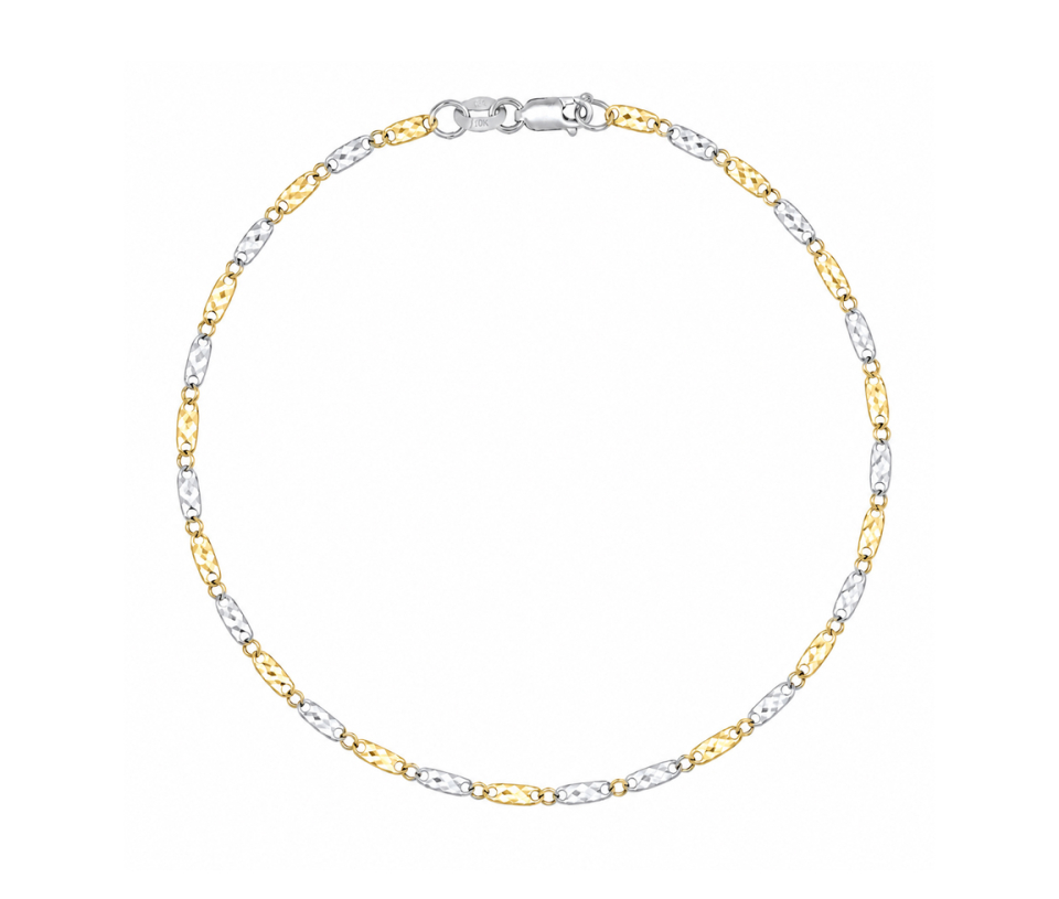 BRACELET EN OR À MAILLE PLAQUES TAILLÉES DIAMANT