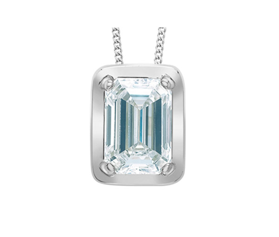 PENDENTIF SOLITAIRE EN OR BLANC SERTI D'UN DIAMANT DE LABORATOIRE - CR 70016 - BIJOUX CANADIEN