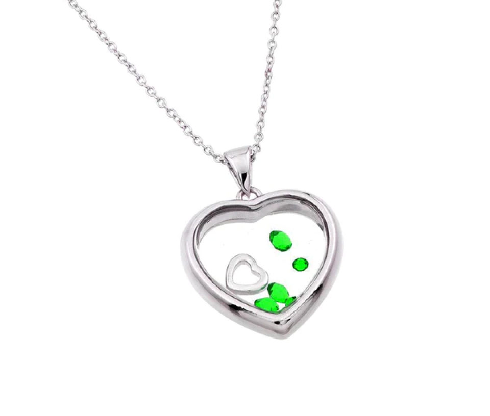 COLLIER COEUR CHOPARD EN ARGENT RHODIÉ SERTI DE PIERRES DE COULEURS VARIÉES