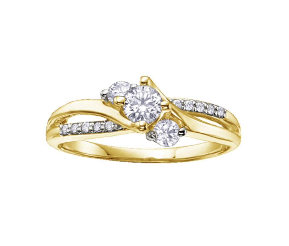 BAGUE EN OR JAUNE OU BLANC SERTIE DE DIAMANTS CANADIENS ET DE DIAMANTS - CR AM135Y - DIAMANT CANADIEN