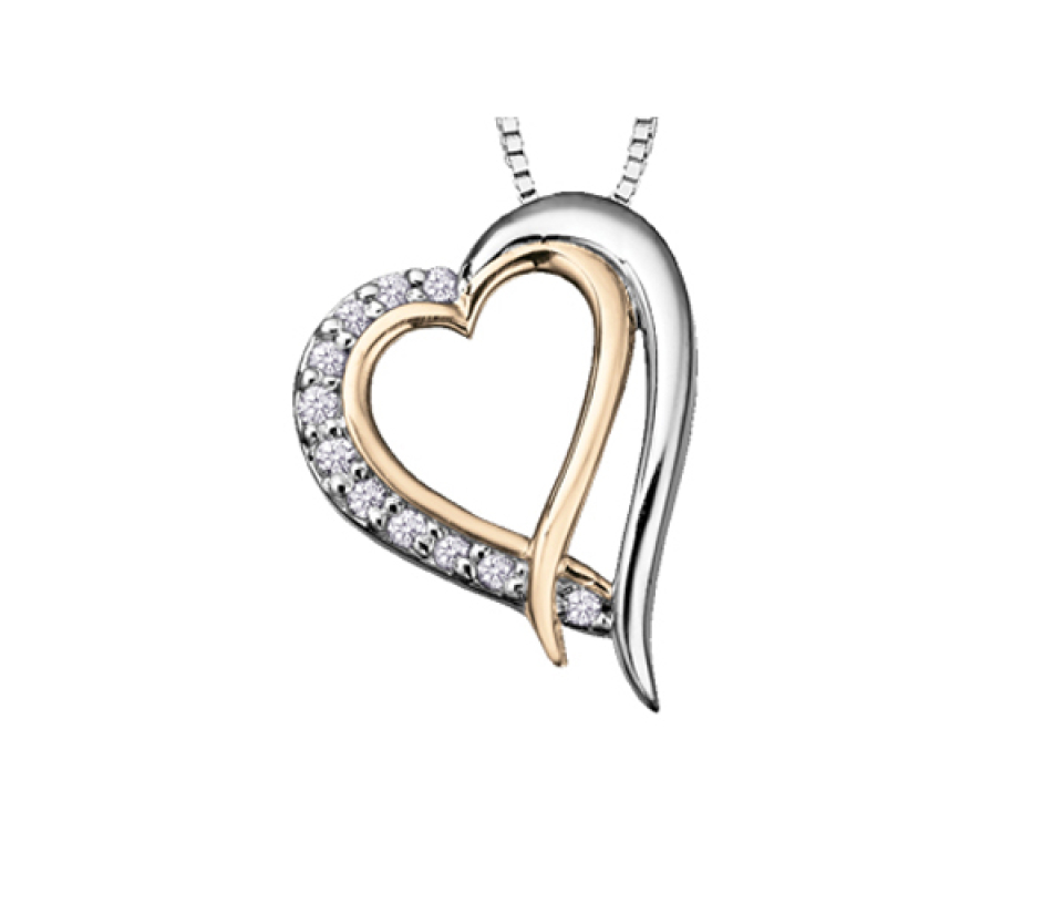 PENDENTIF COEUR EN OR 2 TONS SERTI DE DIAMANTS - CR DD2412Y - BIJOUX CANADIEN