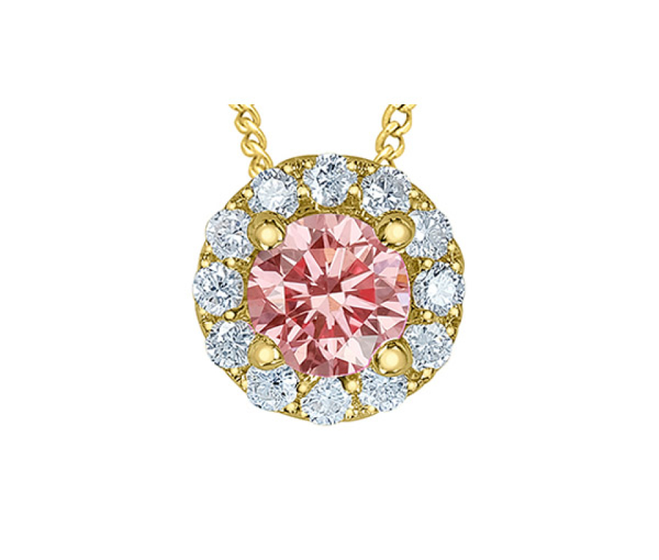 PENDENTIF EN OR JAUNE SERTI DE DIAMANTS DE LABORATOIRE ROSE ET BLANC - CR 70038 - BIJOUX CANADIEN