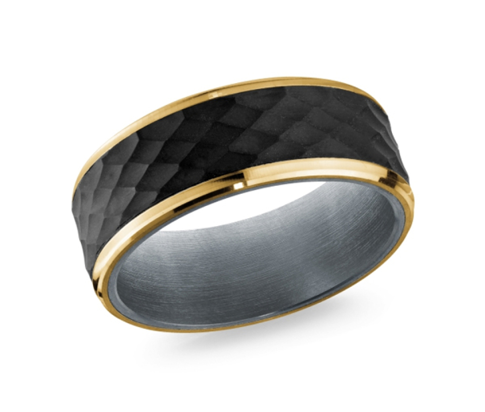 JONC EN TANTAL, OR 14K ET FIBRE DE CARBONE - ML MRDTS039Y - MALO 