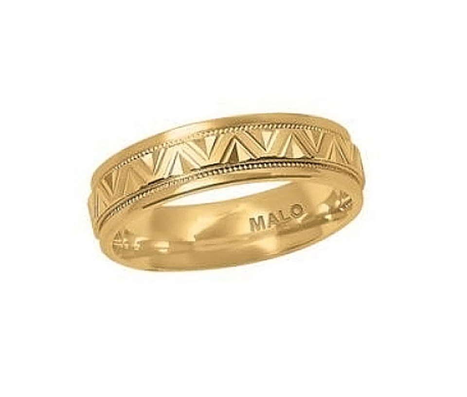 JONC EN OR TAILLÉ DIAMANT CONFORT FIT À MOTIF EN V - ML JM212/6Y - MALO 