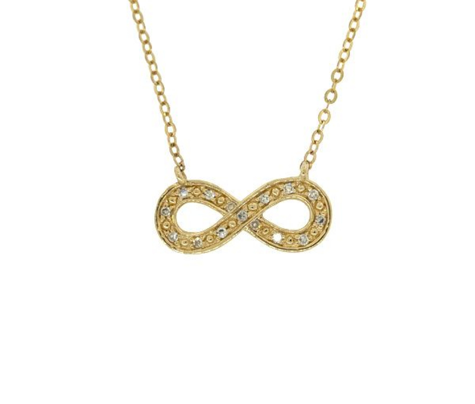 COLLIER INFINI EN OR 10K SERTI DE DIAMANTS - BR 080410888Y - BIJOUX D'IMPORTATION