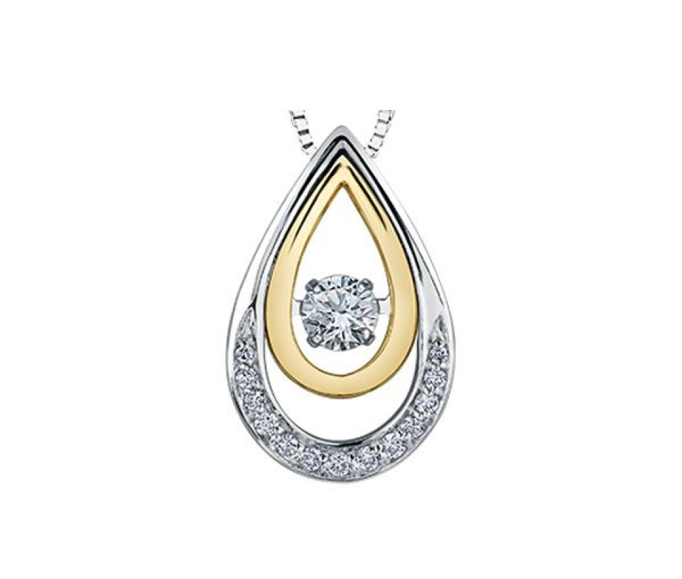 PENDENTIF EN OR 2 TONS SERTI D'UN DIAMANT CANADIEN ET DE DIAMANTS - CR AM304 - DIAMANT CANADIEN