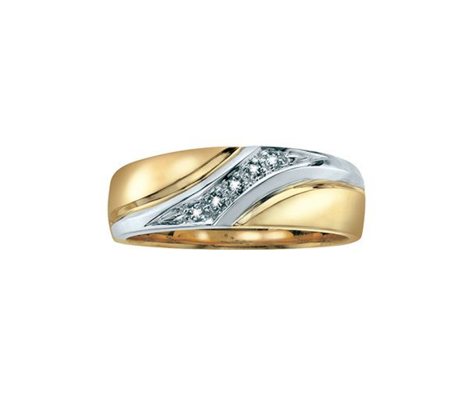 JONC EN OR 10K 2 TONS SERTI DE DIAMANTS - CR DD823 - BIJOUX CANADIEN