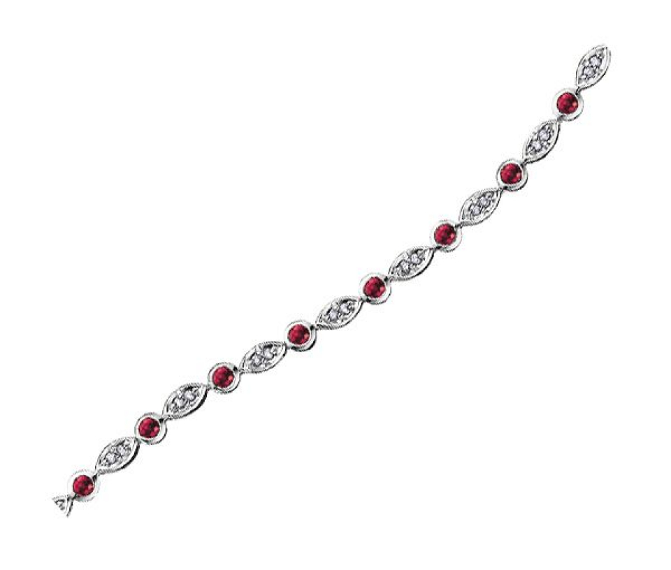 BRACELET 10K 18 RUBIS 37=0,20 DIAMANTS - CR DX532WRU - BIJOUX CANADIEN