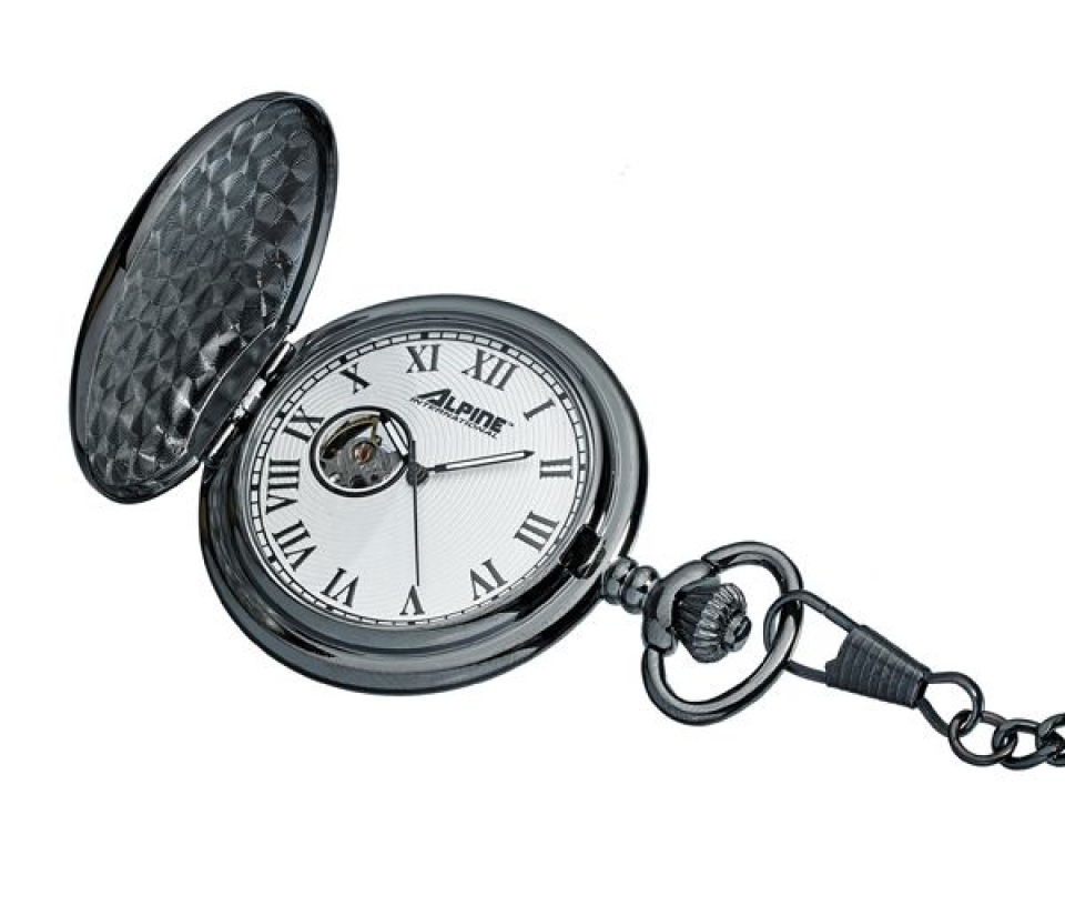 MONTRE DE POCHE MÉCANIQUE EN ACIER PVD NOIR - JM W3762 - ALPINE