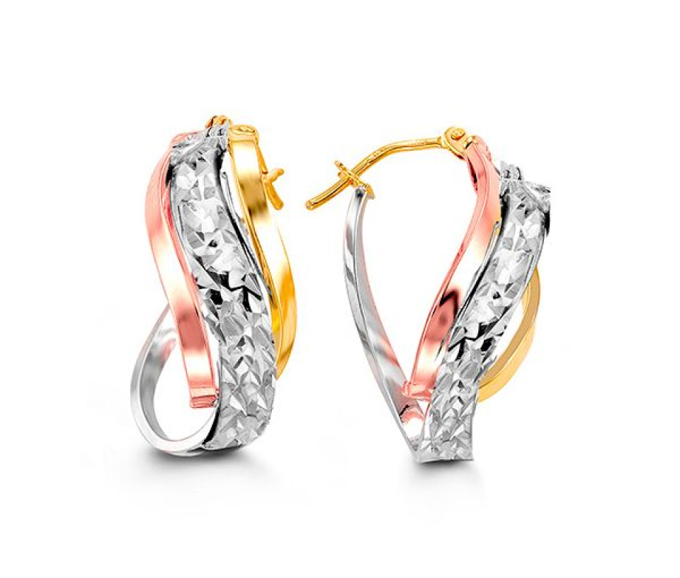 BOUCLES ANNEAUX EN OR 10K 3TONS - SY 1009B - BIJOUX D'IMPORTATION