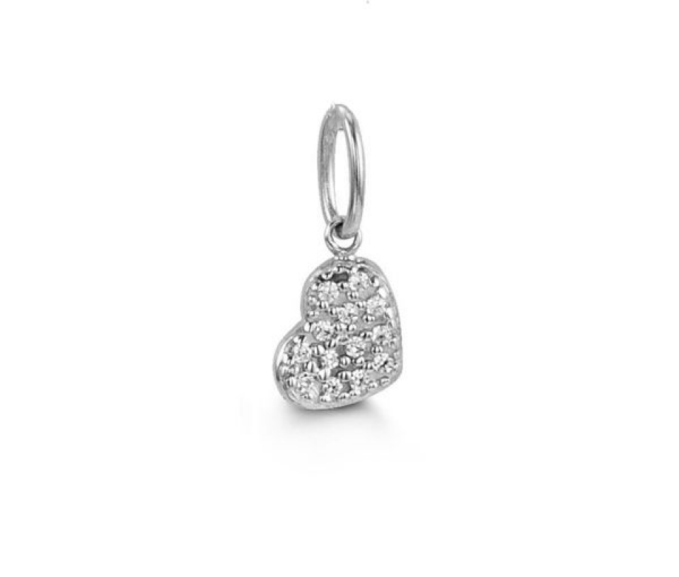 PENDENTIF 10K BLANC COEUR CZ - SY 6112P - BIJOUX D'IMPORTATION
