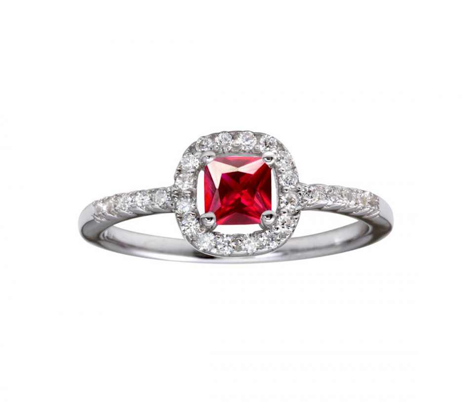 BAGUE EN ARGENT RHODIÉ SERTIE DE CUBIQUES ZIRCONIAS DE COULEURS VARIÉES - SP BGR01222R6 - BIJOUX D'IMPORTATION