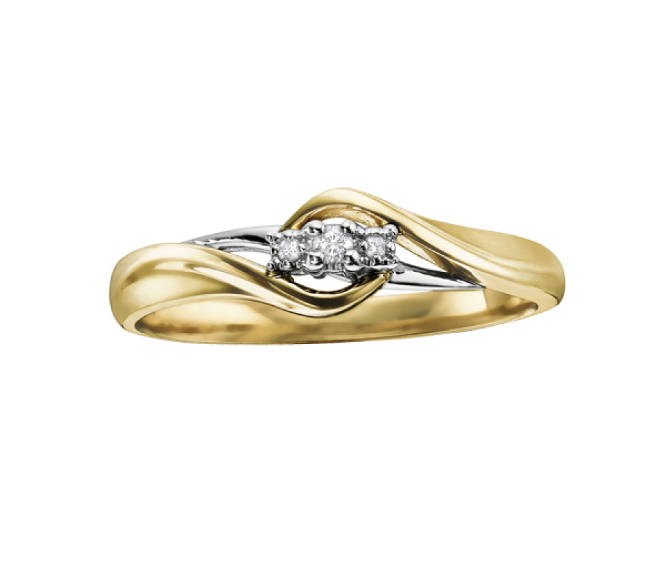 BAGUE EN OR 10K 2 TONS SERTIE DE DIAMANTS - CR DD1978 - BIJOUX CANADIEN