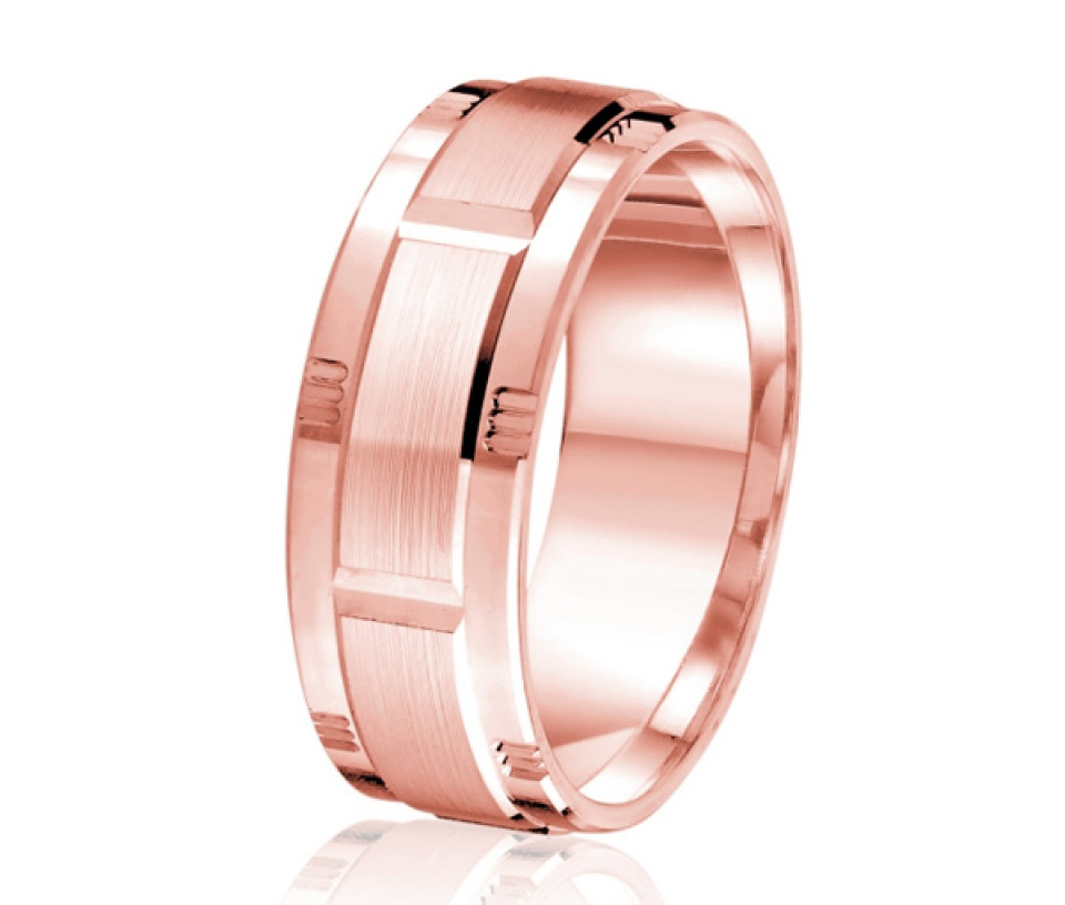 JONC EN OR OU EN PLATINE AVEC MOTIF BLOC ET SATINÉ AU CENTRE - ML GH1453P14 - MALO 