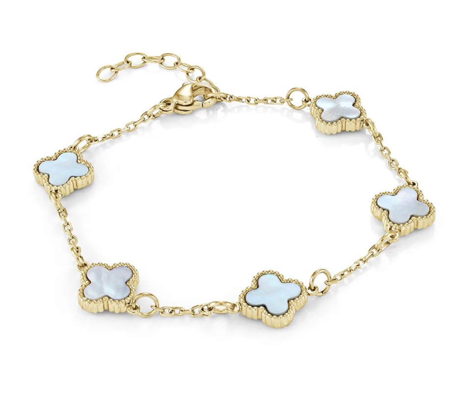 BRACELET TRÈFLES AVEC NACRE BLANCHE