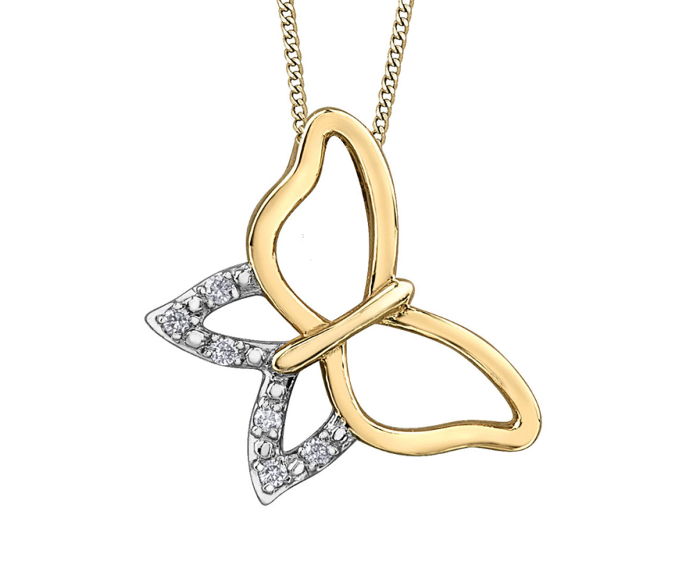 PENDENTIF PAPILLON AJOURÉ EN OR SERTI DE DIAMANTS - CR DD7824Y - BIJOUX CANADIEN