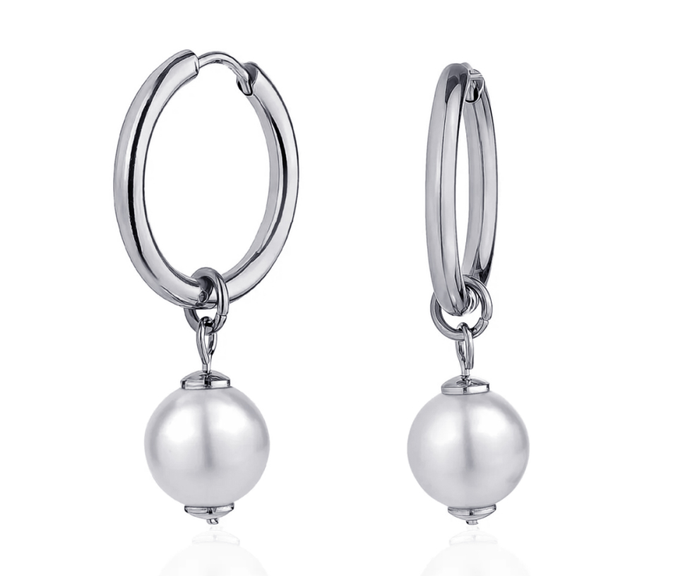 BOUCLES HUGGIES EN ACIER SERTIES D'UNE PERLE SYNTHÉTIQUE - AZ SSE151W - AREZZO