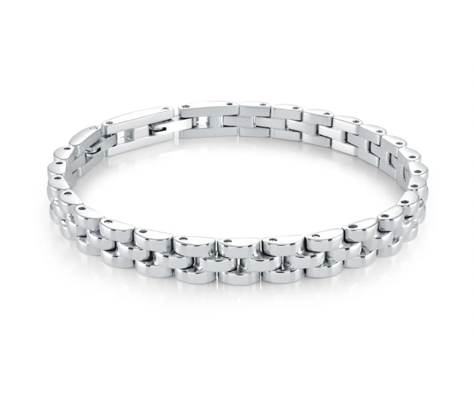 BRACELET EN ACIER OU ACIER/PVD OR À MAILLE MOTIF MONTRE