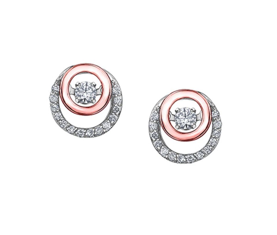 BOUCLES EN OR 2 TONS SERTIES DE DIAMANTS CANADIENS ET DE DIAMANTS - CR AM495WR20 - DIAMANT CANADIEN