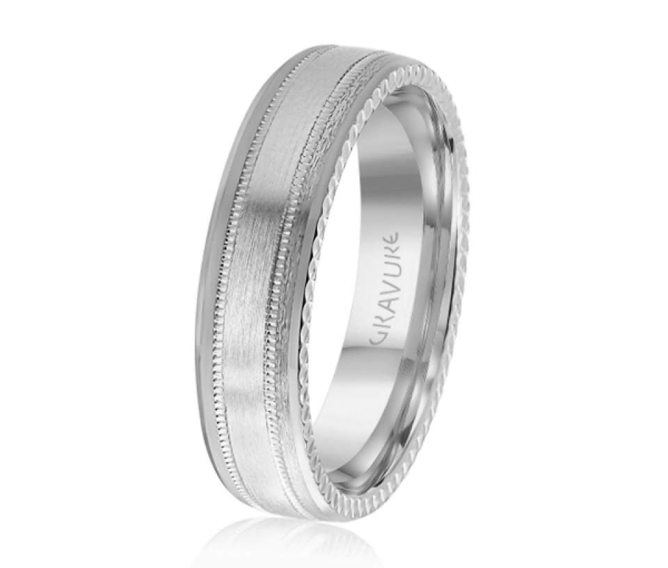 JONC EN OR OU EN PLATINE AVEC MOTIF MILGRAIN ET FESTONS SUR LES CÔTÉS - ML GH1208PT - MALO 