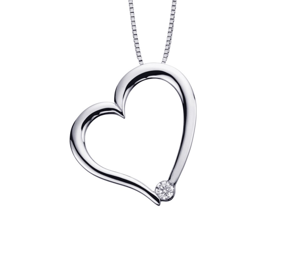 PENDENTIF COEUR EN OR 10K SERTI D'UN DIAMANT CANADIEN - CR AM126W - DIAMANT CANADIEN