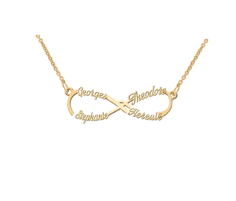COLLIER INFINI 2 À 4 NOMS PERSONNALISÉS EN ARGENT OU EN OR - PG 60398Y14/4 - PERSONALIZED GEM