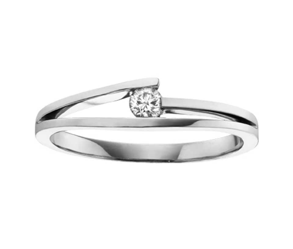 BAGUE EN OR SERTIE D'UN DIAMANT CANADIEN - CR AM127W - DIAMANT CANADIEN