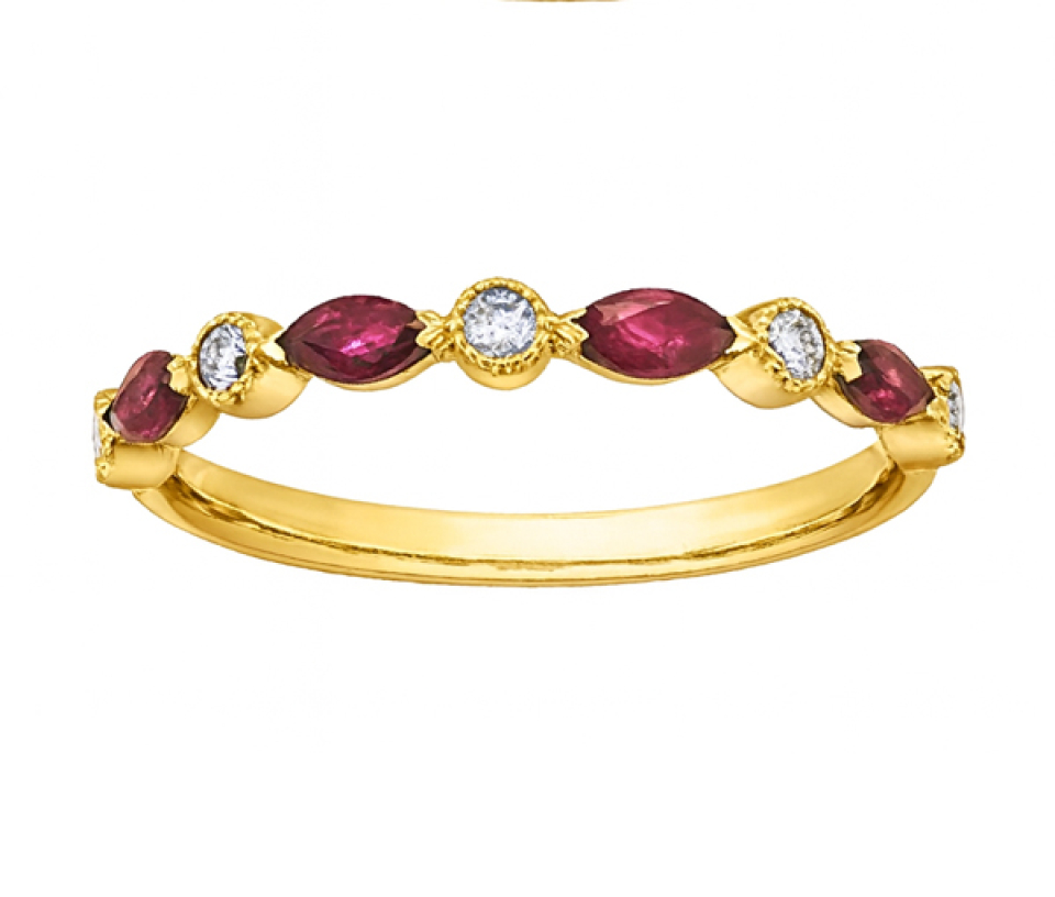 JONC EN OR JAUNE OU BLANC SERTI DE RUBIS,ÉMERAUDES OU SAPHIRS ET DIAMANTS - CR DX771YRU - BIJOUX CANADIEN