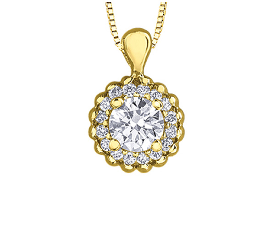 PENDENTIF EN OR SERTI D'UN DIAMANT CANADIEN ET DE DIAMANTS - CR ML913Y25 - DIAMANT CANADIEN