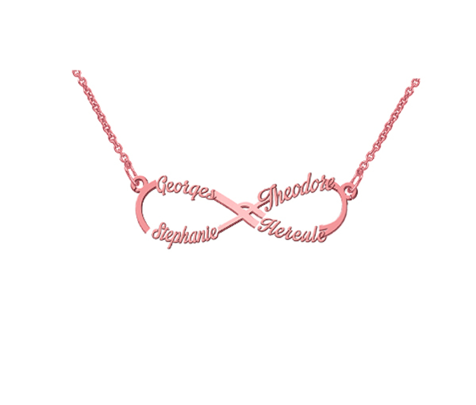 COLLIER INFINI 2 À 4 NOMS PERSONNALISÉS EN ARGENT OU EN OR - PG 60398R14/4 - PERSONALIZED GEM