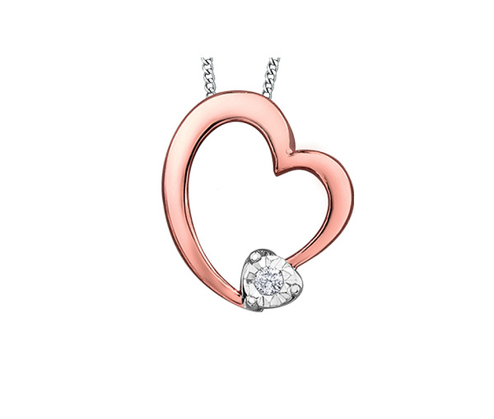 PENDENTIF COEUR AJOURÉ EN OR SERTI D'UN DIAMANT - CR DD7782R - BIJOUX CANADIEN