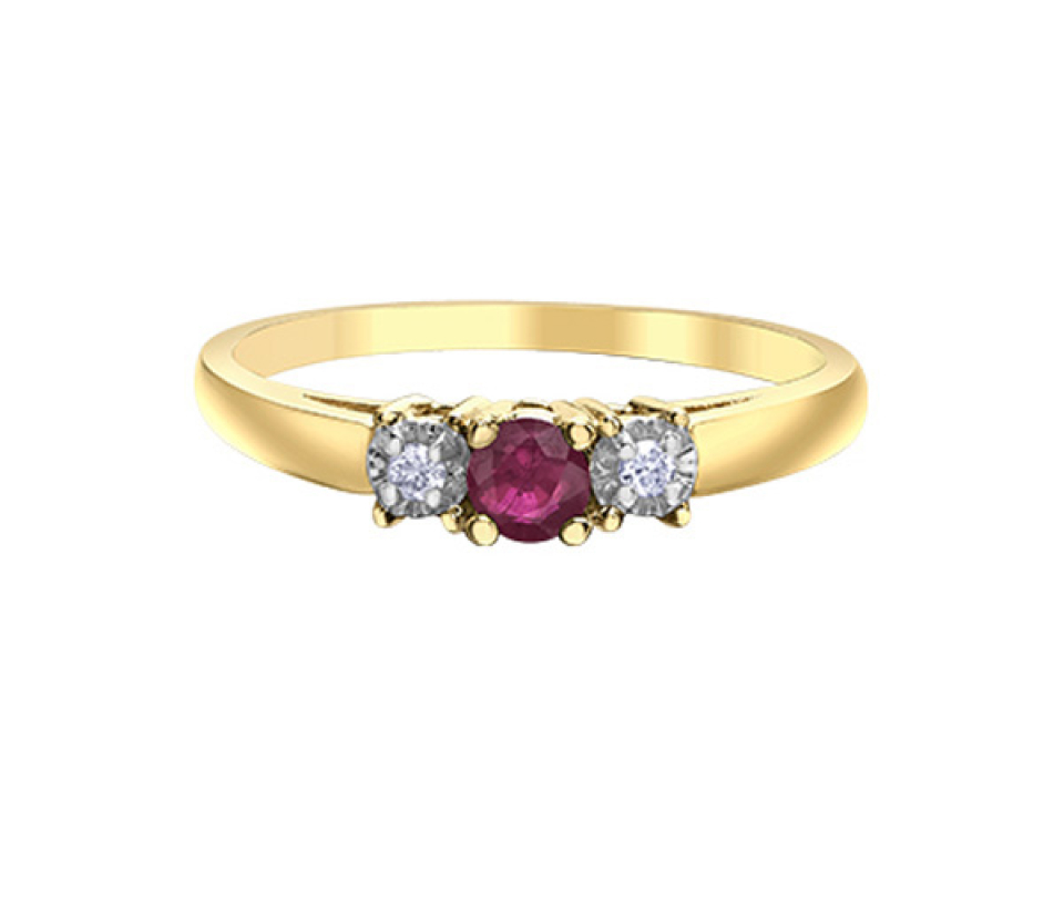 BAGUE EN OR SERTIE D'UNE ÉMERAUDE OU D'UN RUBIS OU D'UN SAPHIR ET DE DIAMANTS - CR DX183YRU - BIJOUX CANADIEN